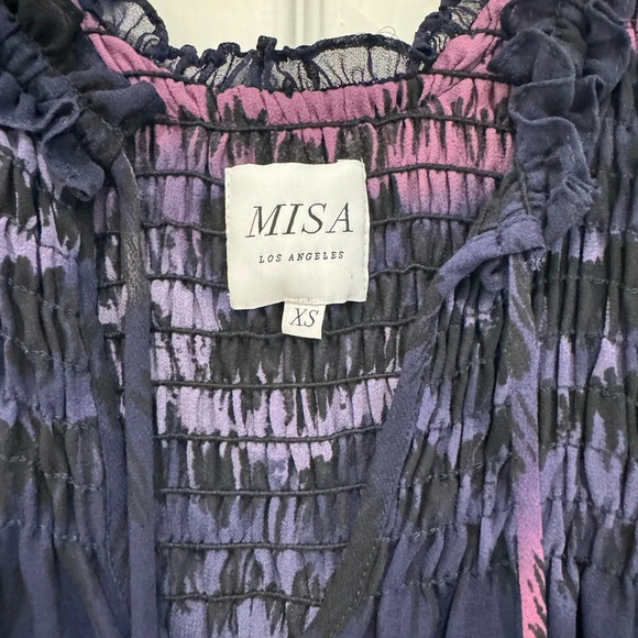 Misa Los Angeles Darcy Top Purple Ombré Ruffle Sleeveless Blouse - Picture 3 of 8